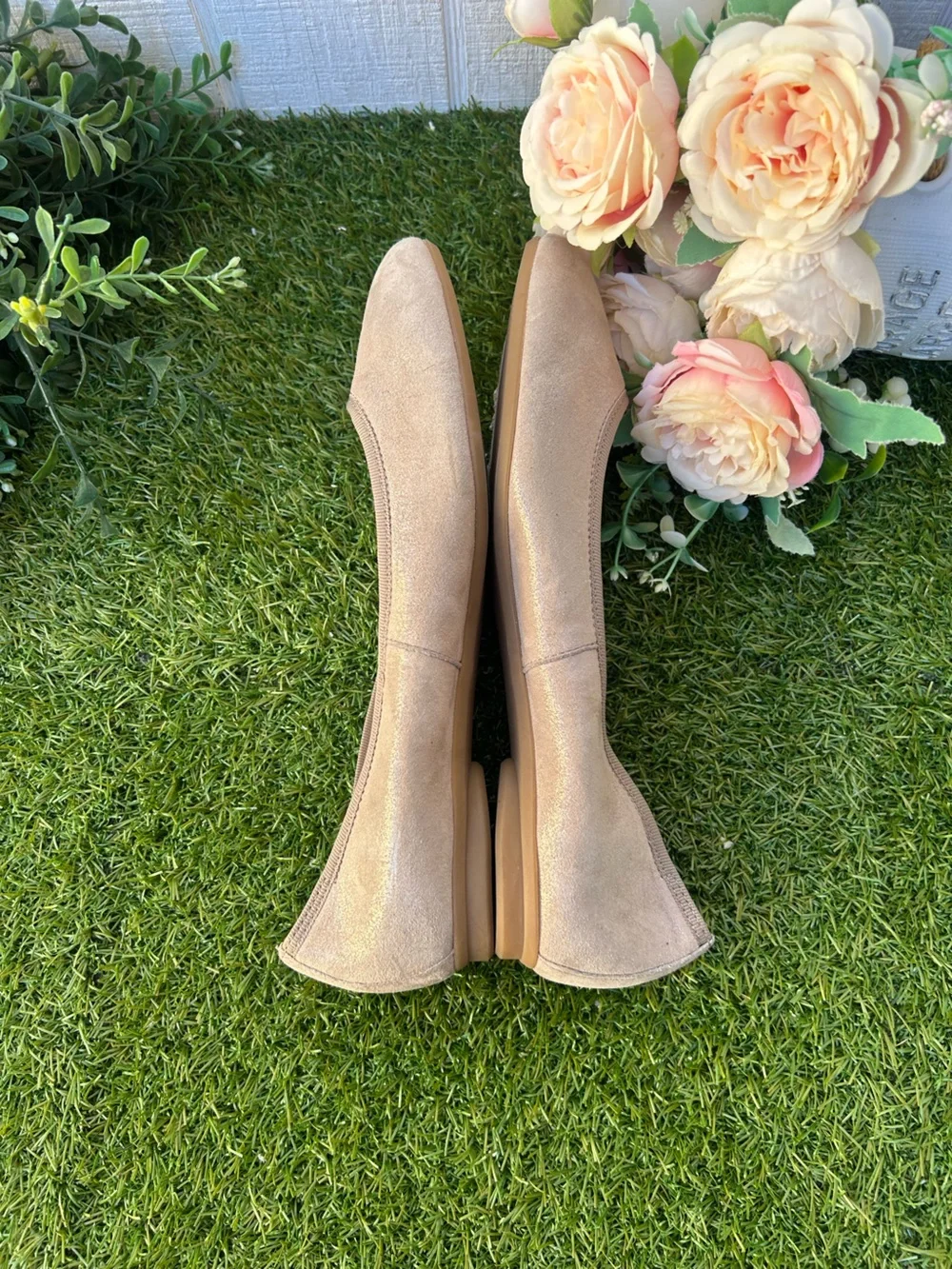 Paul Green Ursula Ballet Flat In Cashmere Suede Metallic women size US 9 $398